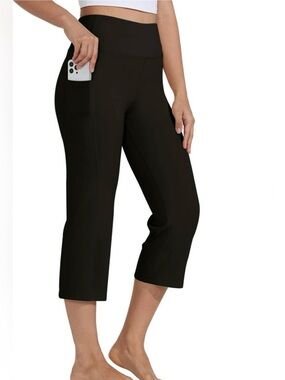 Rosvigor Plus Size Capris High Waist Yoga Pants Size 3XL Black